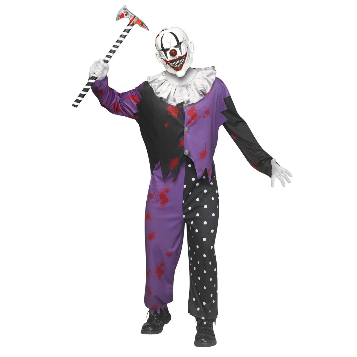 Costume de clown vicieux pour adultes, combinaison et masque