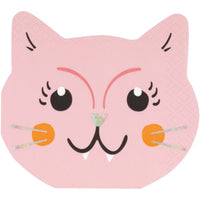 Adorable Halloween Small Cat Shaped Beverage Napkins, 16 Count