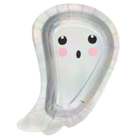 Adorable Halloween Small Ghost Shaped Dessert Paper Plates, 7 Inches, 8 Count