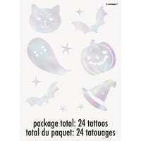 Adorable Halloween Iridescent Temporary Tattoos, 24 Count