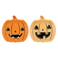 Halloween Bash Large Pumpkin Shaped Lunch Paper Plates, 9 Inches, 8 Count