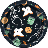 Spooky Skeletons Small Round Dessert Paper Plates, 7 Inches, 8 Count