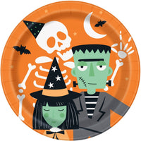 Spooky Skeletons Large Round Lunch Paper Plates, 9 Inches, 8 Count