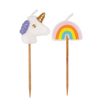 Unicorn and Rainbow Birthday Candles, 6 Count
