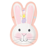 Pretty Easter Large Bunny Shaped Lunch Paper Plates, 9 Inches, 8 Count
