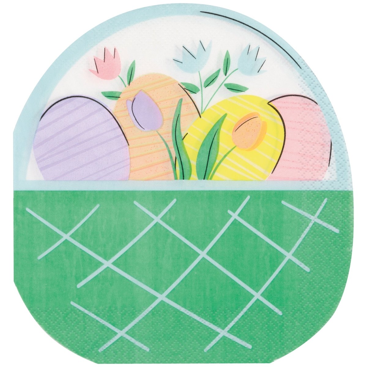 Grandes serviettes de table en forme de panier de Jolie Pâques, 16 unités