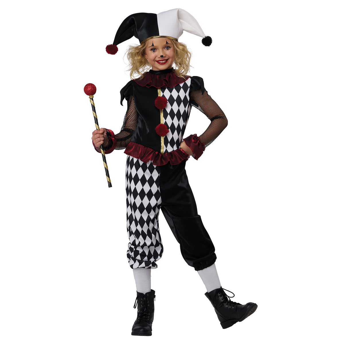 Mischievous Jester Costume for Kids, Shirt, Pants and Hat