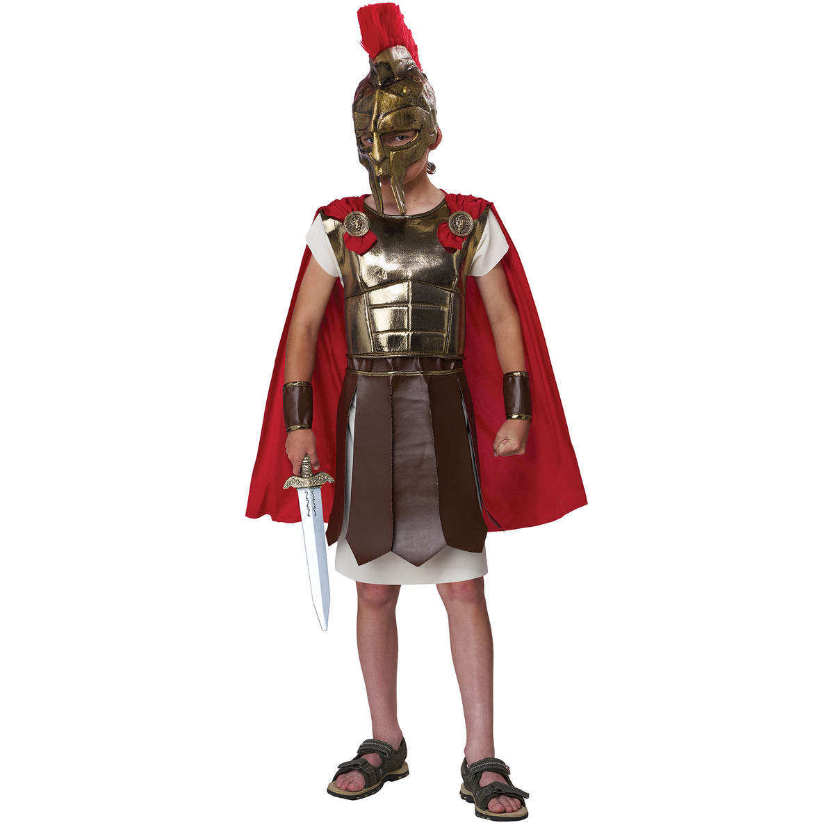 Costume de garde romain pour enfants, tunique, casque et épée