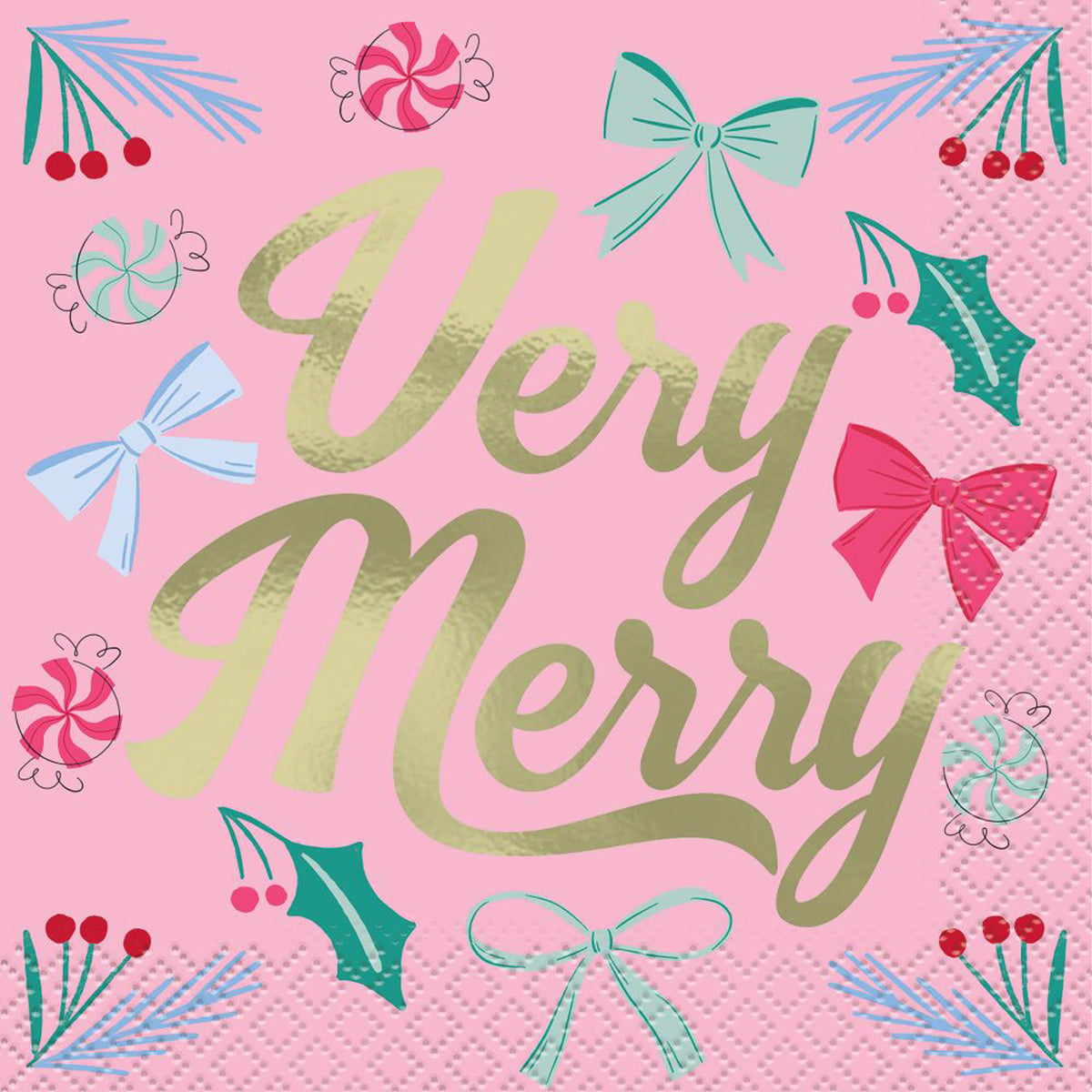 Christmas Fun - Very Merry Beverage Napkins 16/Pkg