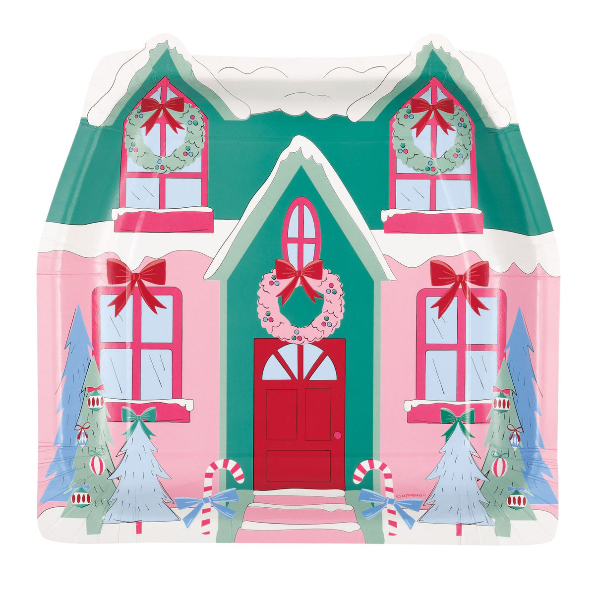 Christmas Fun - House Shaped Plates 8 In. 8/Pkg