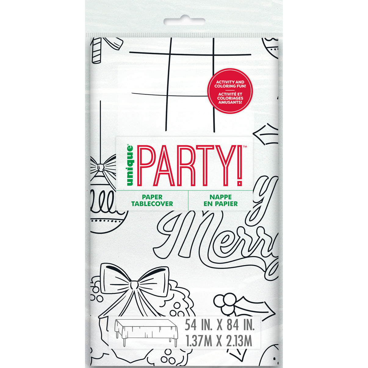 Christmas Fun -Coloring Paper Tablecover 54 X 84 In.