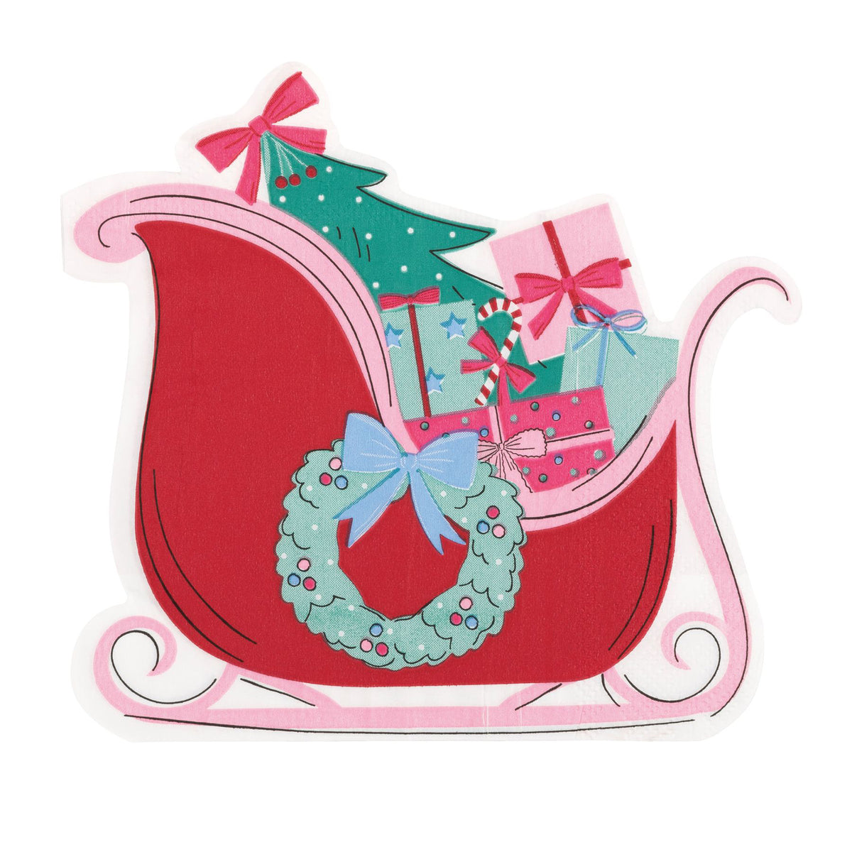 Christmas Fun - Sleigh Shaped Lunch Napkins 16/Pkg