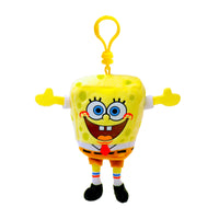 TY Floppy Plush with Clip, SpongeBob, SpongeBob SquarePants, 5 Inches, 1 Count