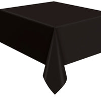 Black Rectangular Flannel Backed Vinyl Table Cover, 54 x 108 Inches, 1 Count
