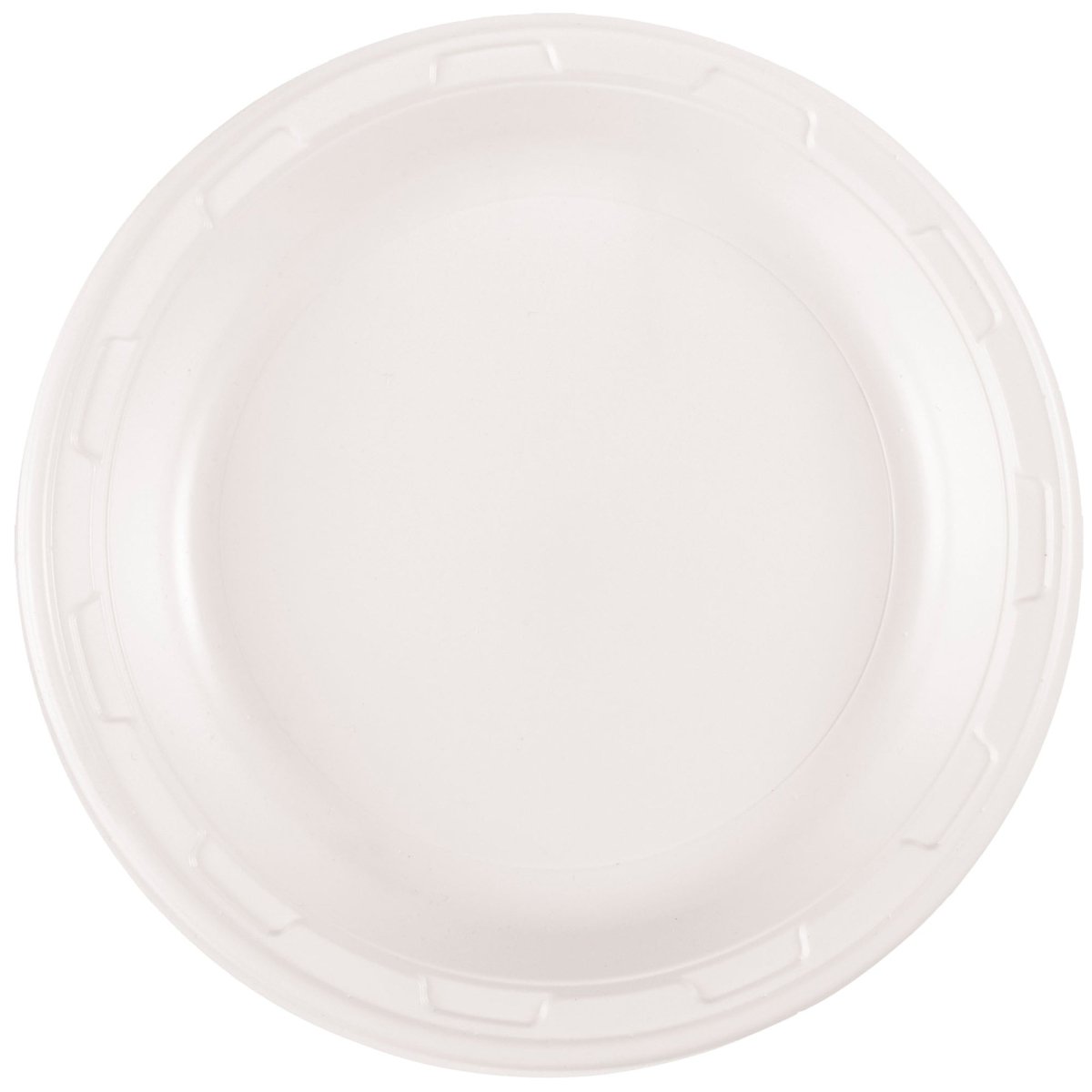 Petites assiettes rondes en plastique à dessert blanches, 7 pouces, 50 unités