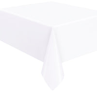 White Rectangular Flannel Backed Vinyl Table Cover, 54 x 108 Inches, 1 Count
