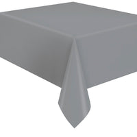 Silver Rectangular Flannel Backed Vinyl Table Cover, 54 x 108 Inches, 1 Count