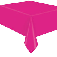 Neon Pink Rectangular Plastic Table Cover, 54 x 108 Inches, 1 Count