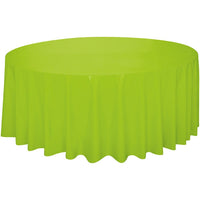 Neon Green Round Plastic Table Cover, 84 Inches, 1 Count