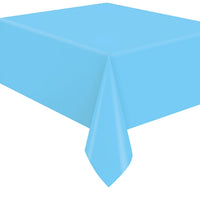 Light Blue Rectangular Flannel Backed Vinyl Table Cover, 54 x 108 Inches, 1 Count