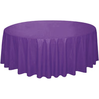 Neon Purple Round Plastic Table Cover, 84 Inches, 1 Count