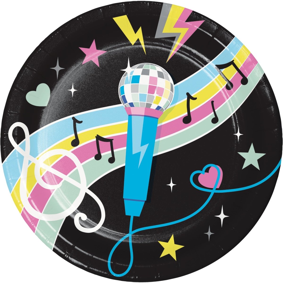 Birthday Beats Large Round Lunch Paper Plates, 8.75 Inches, 8 Count