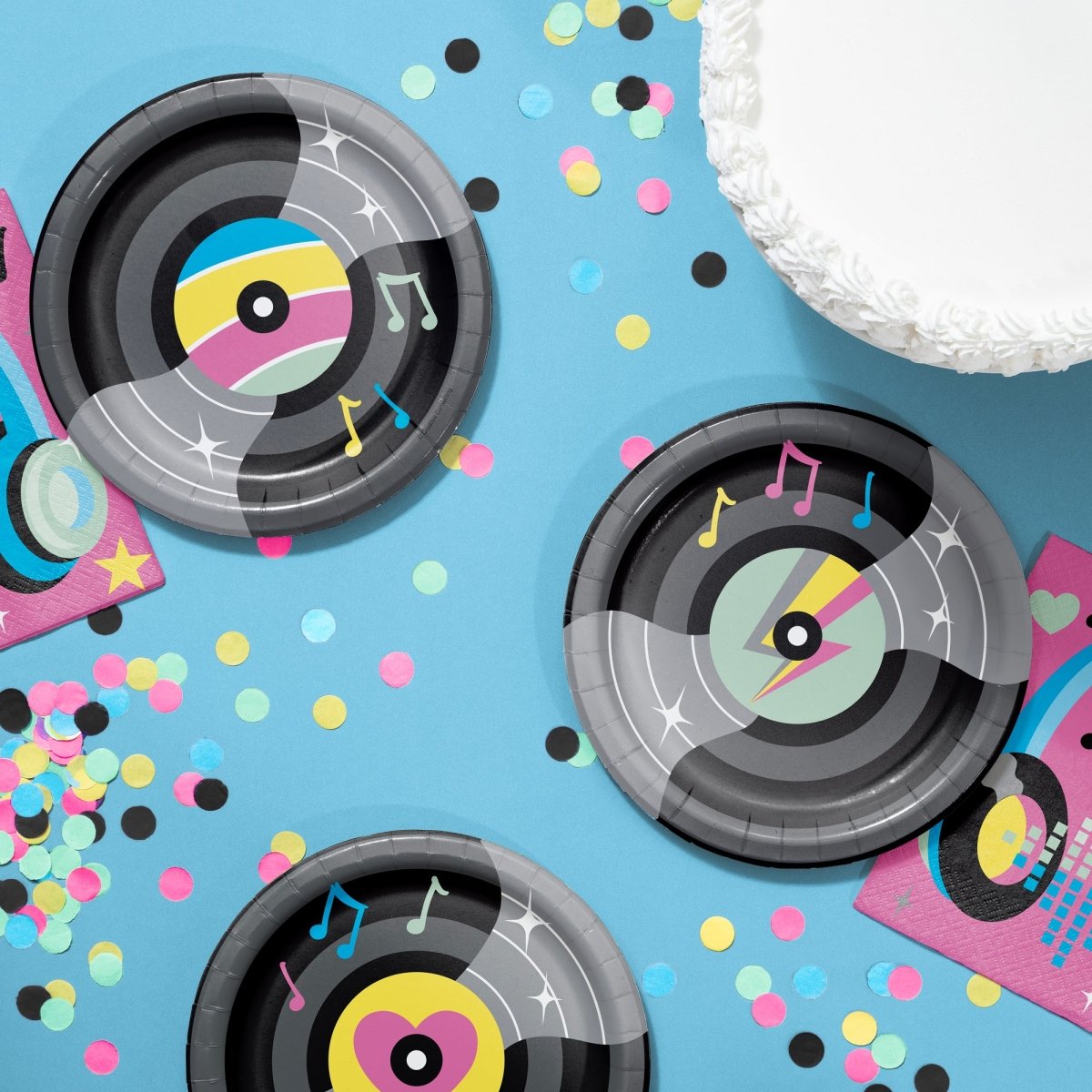 Petites assiettes rondes en papier d’Anniversaire Musical, 7 pouces, 8 unités