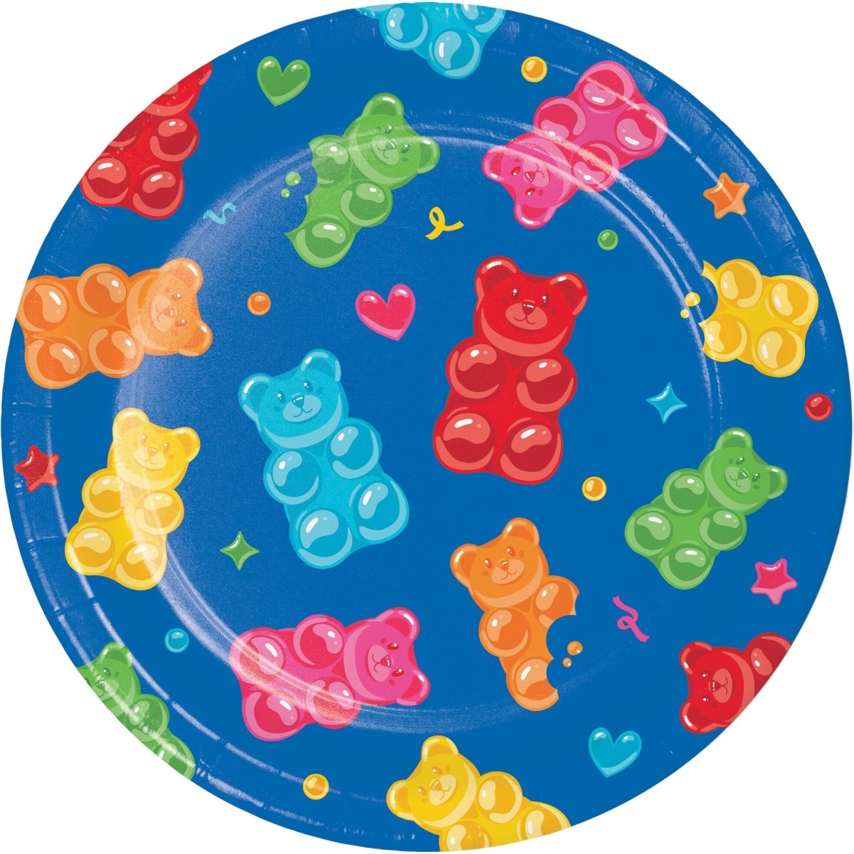 Grandes assiettes rondes Fête Gummy Bear en papier, 9 pouces, 8 unités