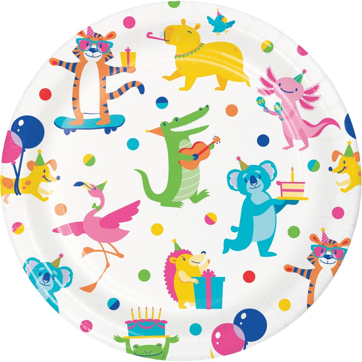 Grandes assiettes rondes Animal Jamboree en papier, 9 pouces, 8 unités