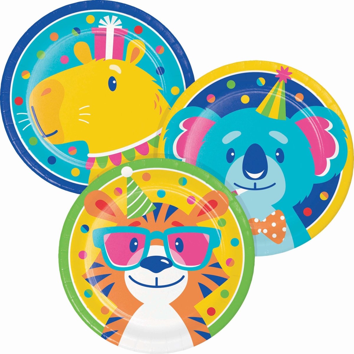 Petites assiettes rondes en papier Animal Jamboree, 7 pouces, 8 unités