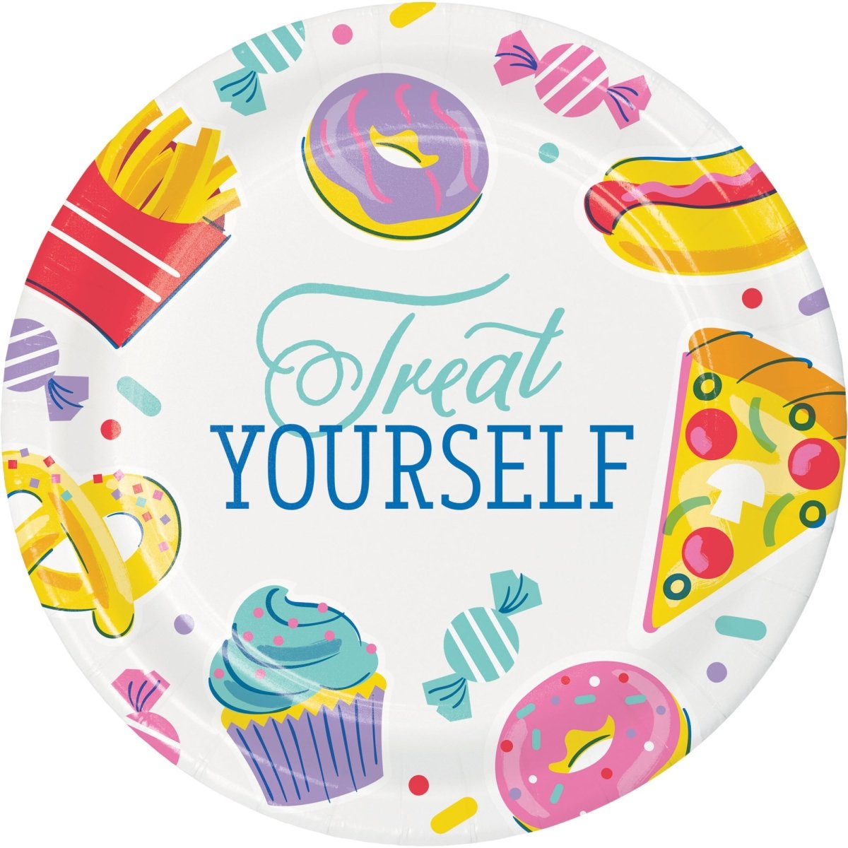 Petites assiettes rondes en papier d’Anniversaire sucré, 7 pouces, 8 unités