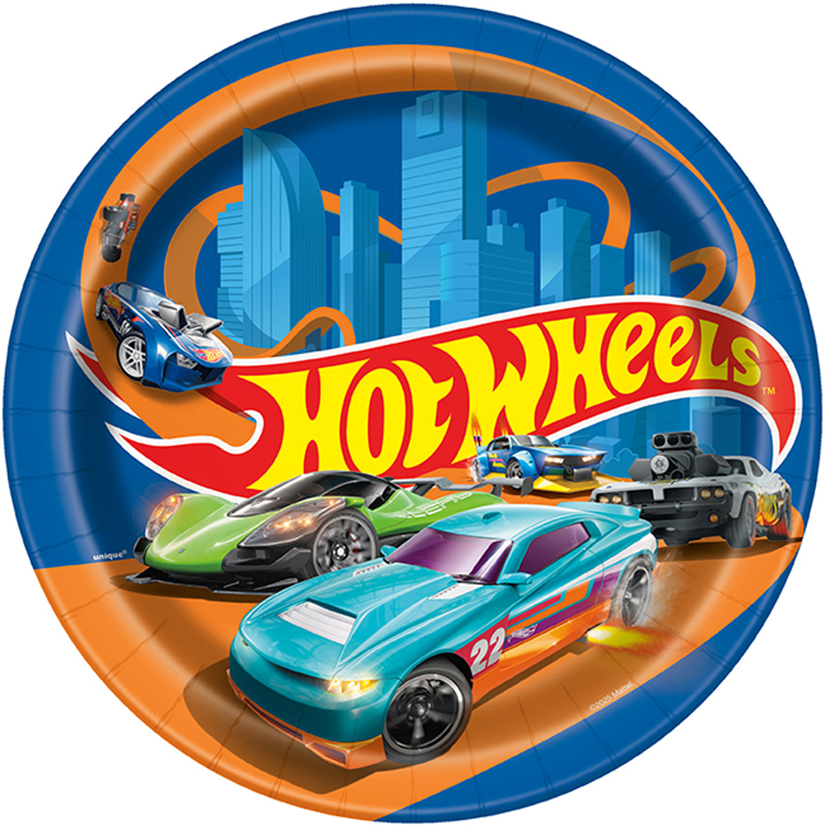 Hot Wheels Birthday Party Large Round Lunch Paper Plates, 9 Inches, 8 Count
