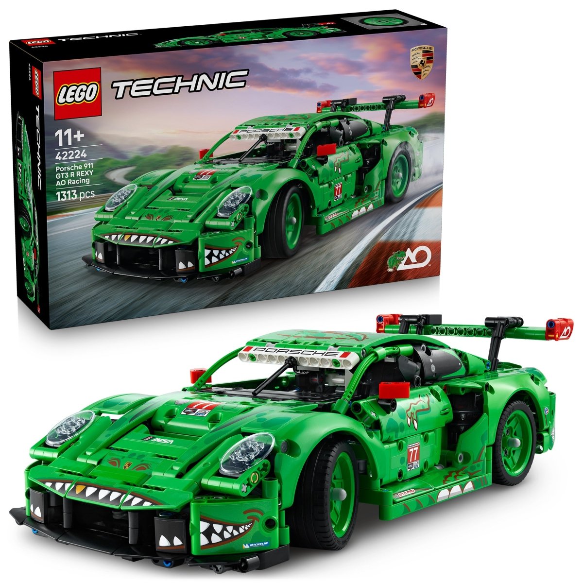 LEGO Technic Porsche 911 GT3 R REXY AO Racing Car, 42224, Ages 11+, 1313 Pieces
