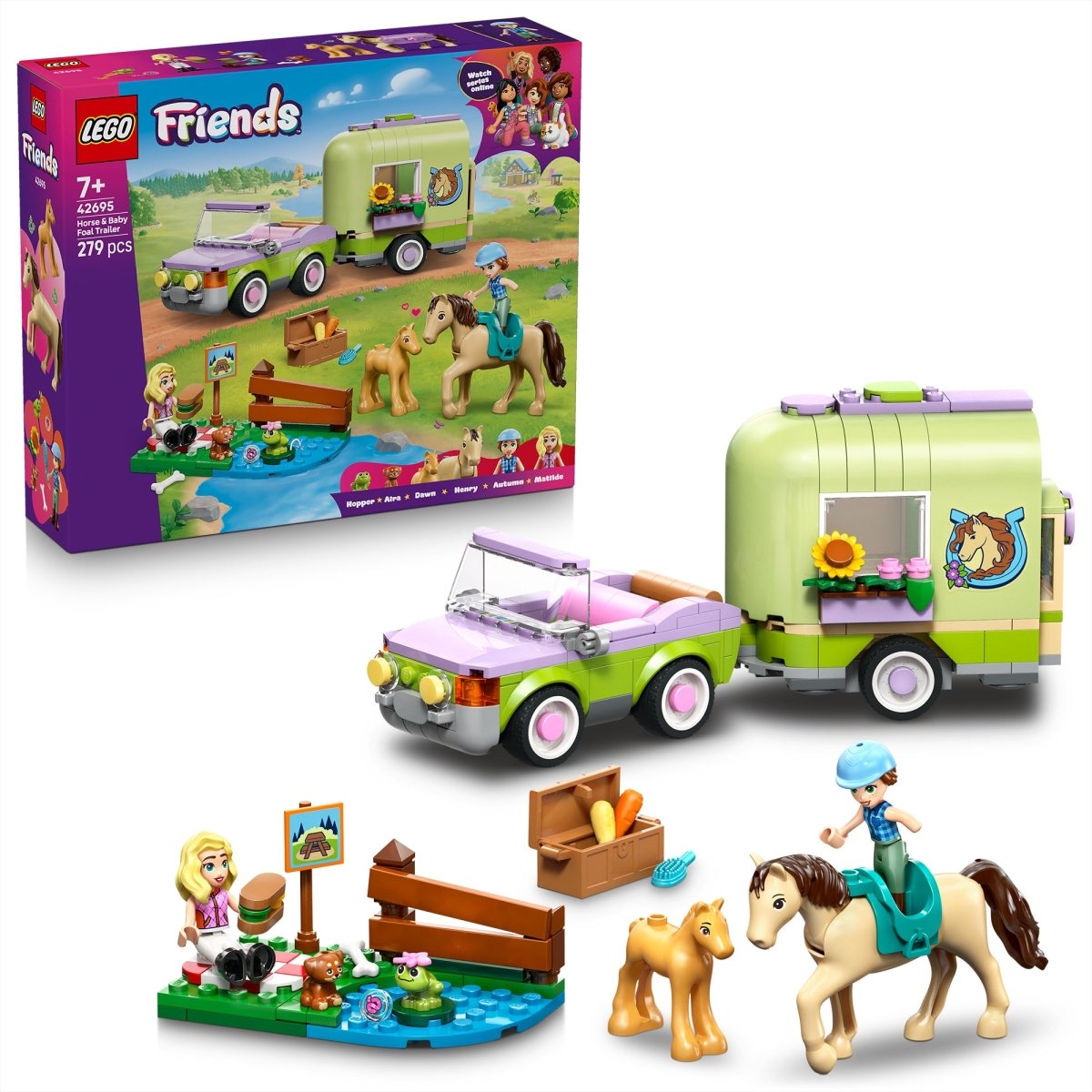 LEGO Friends Horse & Baby Foal Trailer, 42695, Ages 7+, 279 Pieces