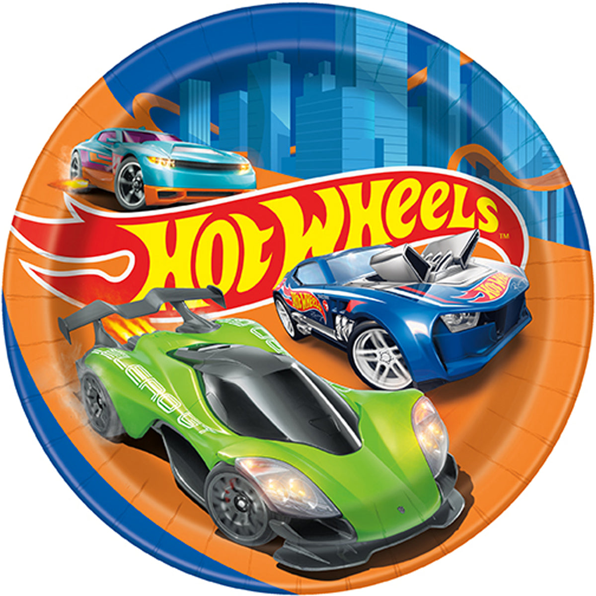 Hot Wheels Birthday Party Small Round Dessert Paper Plates, 7 Inches, 8 Count