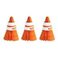 Hot Wheels Birthday Party Honeycomb Traffic Cones Paper Center Piece, 6 Inches, 3 Count