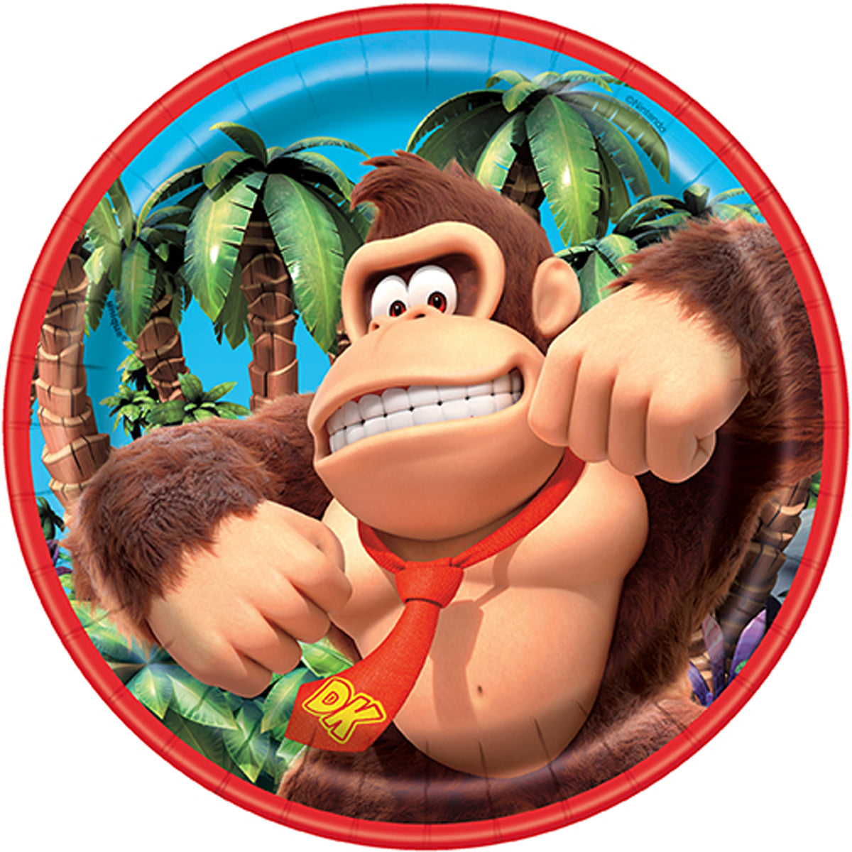 Donkey Kong Small Round Dessert Paper Plates, Nintendo, 7 Inches, 8 Count
