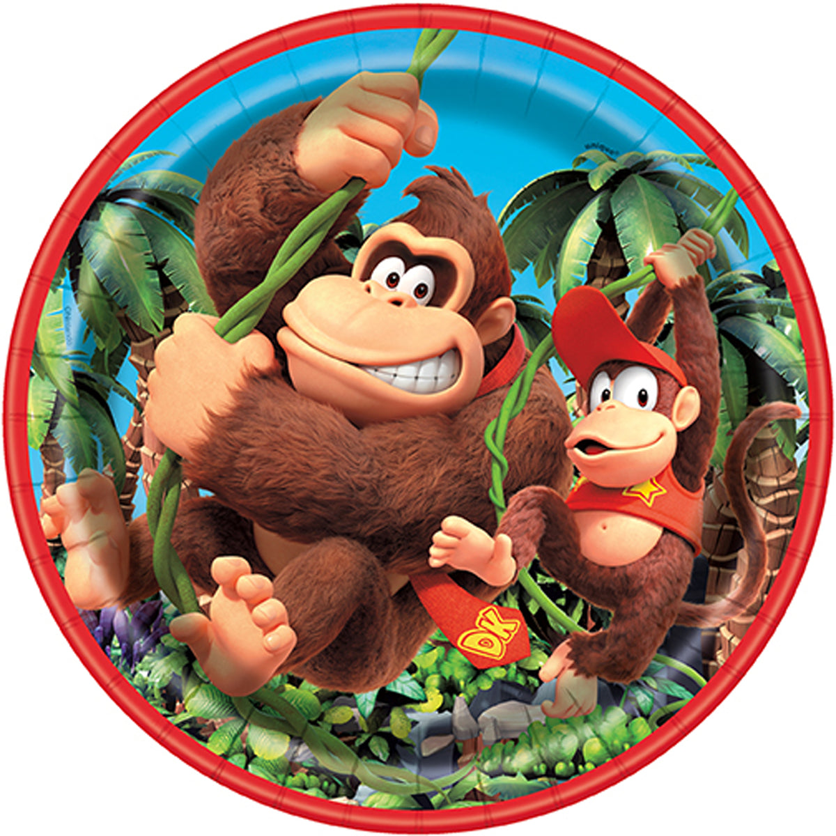 Donkey Kong Large Round Lunch Paper Plates, Nintendo, 9 Inches, 8 Count