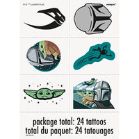 Star Wars: The Mandalorian and Grogu Birthday Temporary Tattoo Sheets, 24 Tattoos, 4 Count