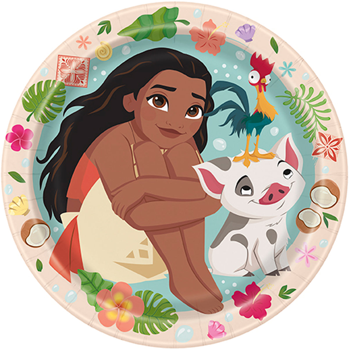 Moana Birthday Small Round Dessert Paper Plates, Disney Birthday Party, 7 Inches, 8 Count