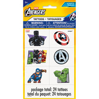 Feuilles de tatouages temporaires pour fête d’anniversaire Avengers de Marvel, 24 tatouages, 4 feuilles