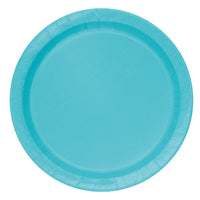 Teal Small Round Dessert Plastic Plates, 7 Inches, 20 Count