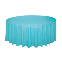Teal Round Plastic Table Cover, 84 Inches, 1 Count
