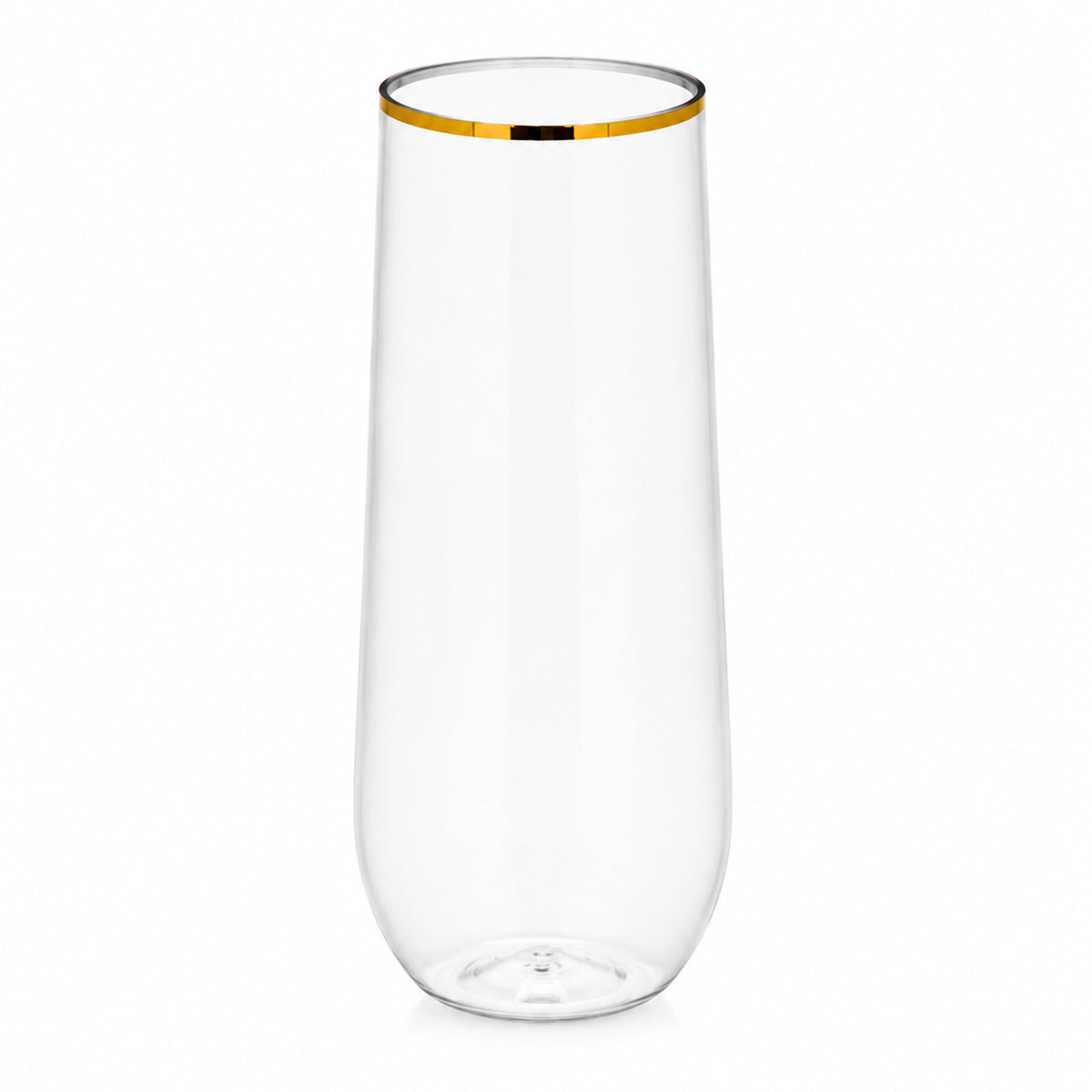 Verres à vin en plastique cannelés sans pied avec bord doré, 9 oz, 6 unités