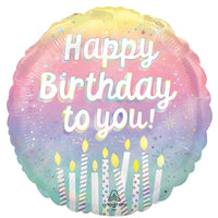 Ballon mylar rond "Happy Birthday to You!" nacré, 18 pouces, 1 unité