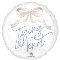 White "Tying the Knot" Bow Bridal Shower Round Foil Balloon, 18 Inches, 1 Count