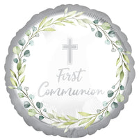 Pearl "First Communion" Round Foil Balloon, 18 Inches, 1 Count