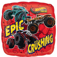 Hot Wheels Monster Trucks Square Foil Balloon, 18 Inches, 1 Count
