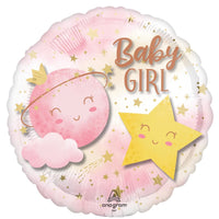 Little Moon "Baby Girl" Supershape Foil Balloon, 21 Inches, 1 Count
