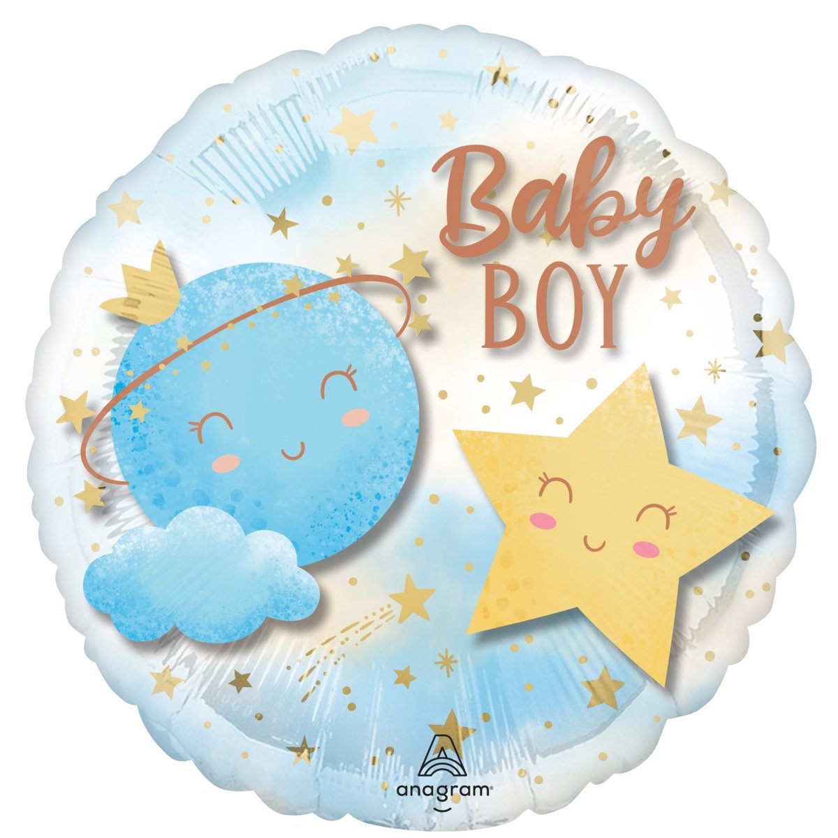 Little Moon "Baby Boy" Supershape Foil Balloon, 21 Inches, 1 Count